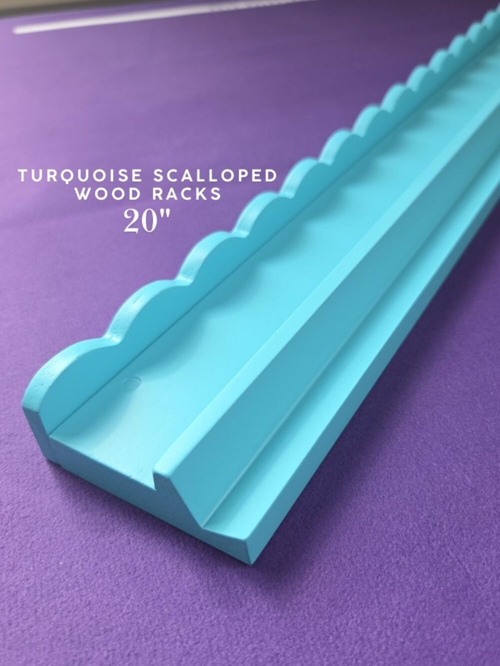 Scalloped Wood Mah Jongg Racks with Magnetic Pushers 20" - Turquoise (Set of 4)